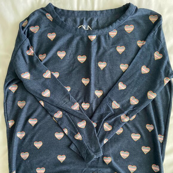 Chaser Blue Beach Heart Print Lounge Sweatpants & Sweatshirt Top Set - Picture 3 of 10